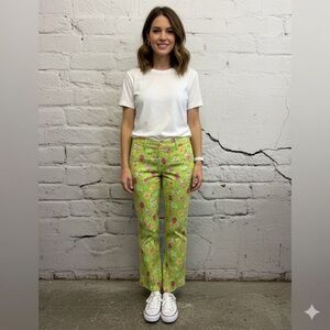Vintage Lilly Pulitzer Lime Green Cropped Pants Ladybug Lemon Lime Bumble Bee‎